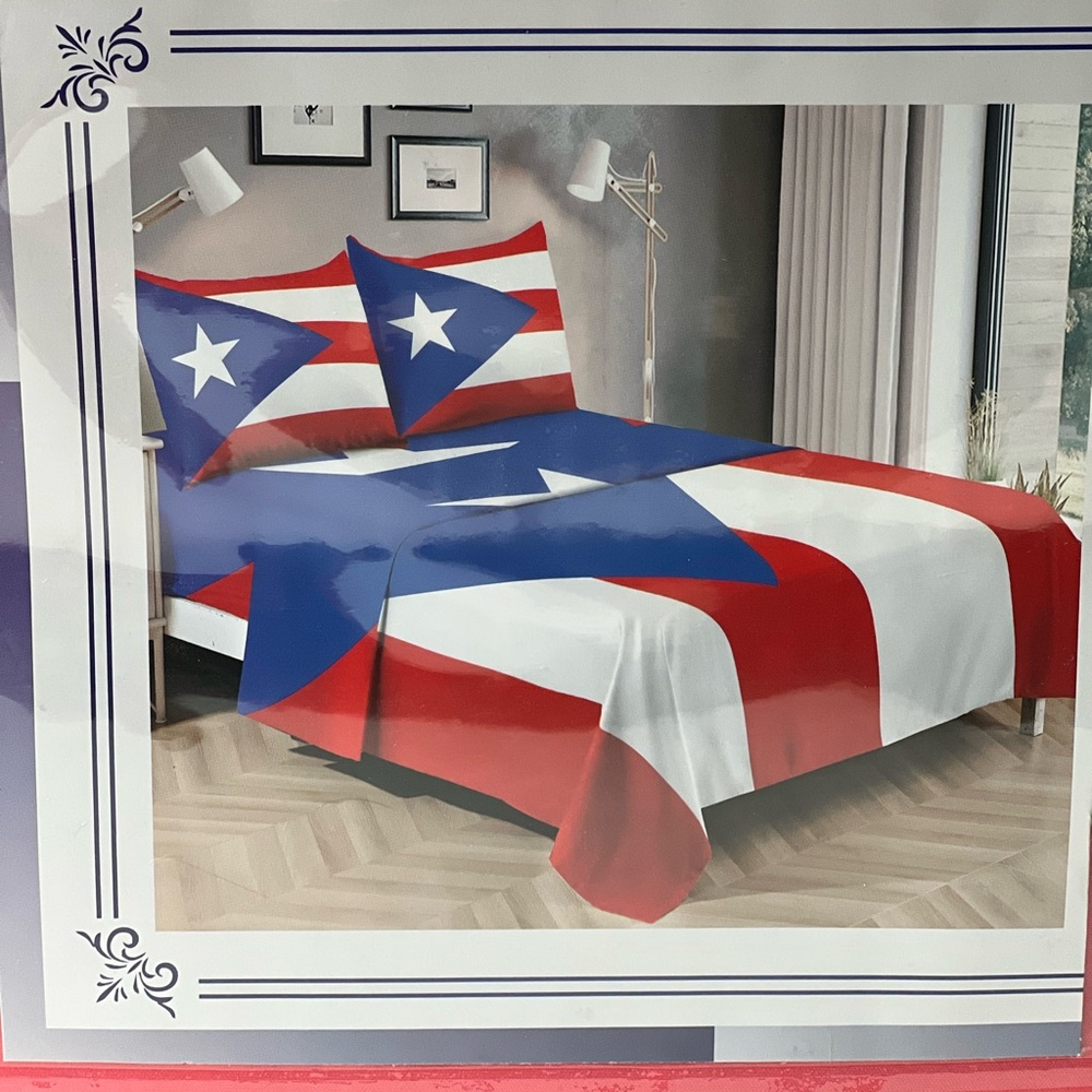 Puerto Rico flag bed sheet Queen size